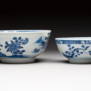 Four Chinese blue and white bowls, Qi Zhen Ru Yu 奇珍如玉 and Ding mark, Kangxi/Qianlong — photo 11