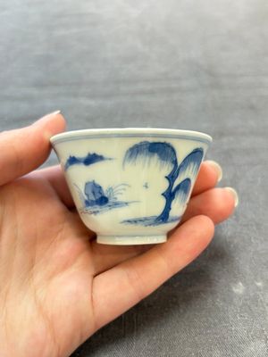 Four Chinese blue and white 'boy and buffalo' cups, Qi Yue Ru Yu 奇玥如玉 and Kun Chi Yu Shi 崑池玉石 marks, Yongzheng — 照片 15