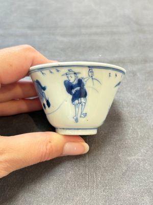Four Chinese blue and white 'boy and buffalo' cups, Qi Yue Ru Yu 奇玥如玉 and Kun Chi Yu Shi 崑池玉石 marks, Yongzheng — 照片 19