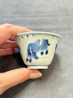 Four Chinese blue and white 'boy and buffalo' cups, Qi Yue Ru Yu 奇玥如玉 and Kun Chi Yu Shi 崑池玉石 marks, Yongzheng — 照片 22