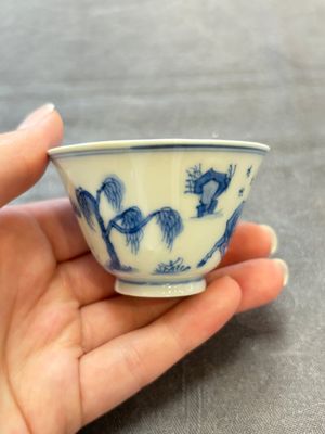 Four Chinese blue and white 'boy and buffalo' cups, Qi Yue Ru Yu 奇玥如玉 and Kun Chi Yu Shi 崑池玉石 marks, Yongzheng — 照片 10