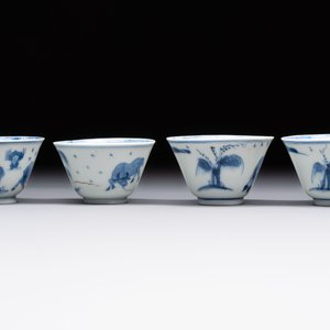 Four Chinese blue and white 'boy and buffalo' cups, Qi Yue Ru Yu 奇玥如玉 and Kun Chi Yu Shi 崑池玉石 marks, Yongzheng — 照片 4