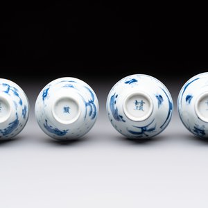 Four Chinese blue and white 'boy and buffalo' cups, Qi Yue Ru Yu 奇玥如玉 and Kun Chi Yu Shi 崑池玉石 marks, Yongzheng — 照片 7