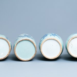 Four Chinese blue and white celadon-ground vases, 19th C. — 照片 6