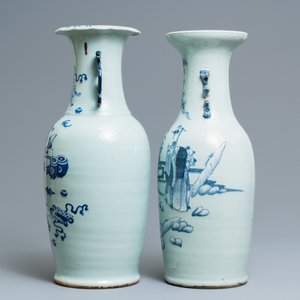 Four Chinese blue and white celadon-ground vases, 19th C. — 照片 11