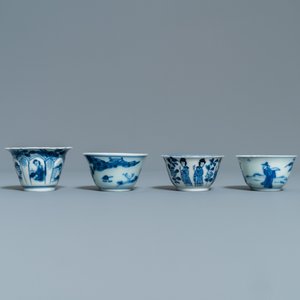 Four Chinese blue and white cups and saucers, Kangxi — 照片 5