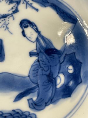 Four Chinese blue and white 'Eight Immortals' cups and saucers and five saucers, Chenghua and Lu mark, Kangxi — foto 18