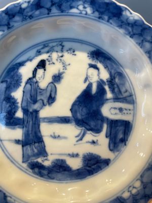 Four Chinese blue and white 'Eight Immortals' cups and saucers and five saucers, Chenghua and Lu mark, Kangxi — foto 22