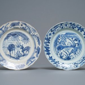 Four Chinese blue and white kraak porcelain 'deer' plates, Wanli — 照片 2