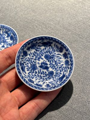 Four Chinese blue and white miniature cups and saucers, butterfly mark, Kangxi — 照片 26