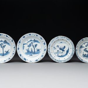 Four Chinese blue and white plates, Wanli and late Ming — photo 1