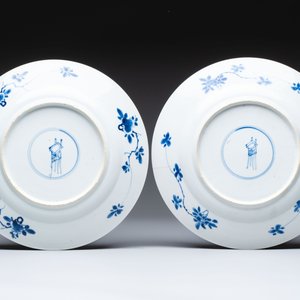 Four Chinese blue and white plates with floral design, Kangxi — photo 3