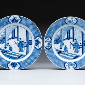 Four Chinese blue and white 'Xi Xiang Ji' dishes, 19th C. — 照片 2