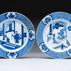 Four Chinese blue and white 'Xi Xiang Ji' dishes, 19th C. — 照片 4