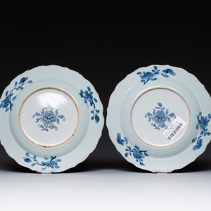 Four Chinese blue and white 'Xi Xiang Ji' plates, Qianlong — foto 7