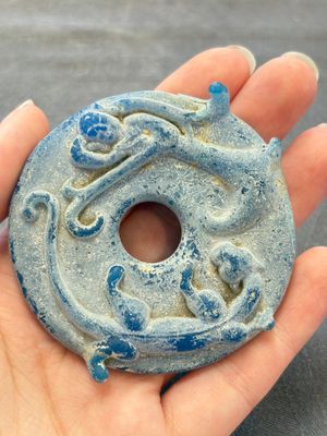 Four Chinese blue glass 'bi' discs, Han/Song — foto 1