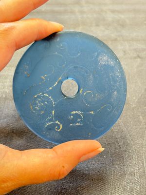 Four Chinese blue glass 'bi' discs, Han/Song — foto 3