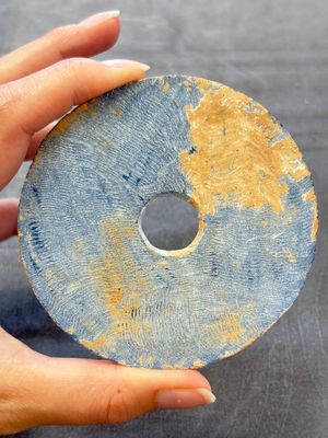 Four Chinese blue glass 'bi' discs, Han/Song — foto 6