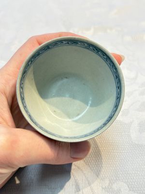 Four Chinese blue-glazed 'Hatcher Cargo' stem cups, Transitional period — photo 23