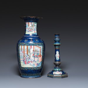 Four Chinese blue-ground Canton enamel wares, Qianlong/Jiaqing — 照片 4