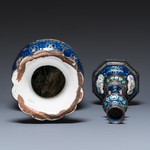 Four Chinese blue-ground Canton enamel wares, Qianlong/Jiaqing — 照片 6