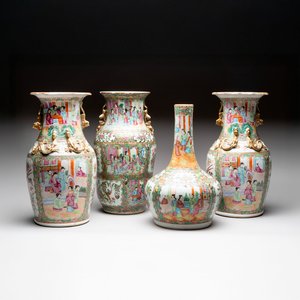 Four Chinese Canton famille rose vases, 19th C. — foto 1
