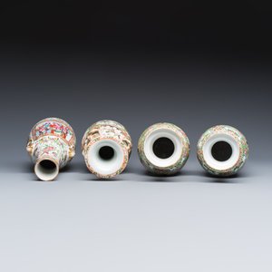 Four Chinese Canton famille rose vases and a covered bowl with figural design — foto 6