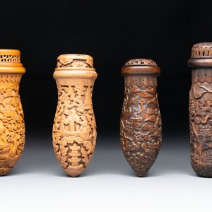 Four Chinese carved wooden cricket cages, 20th C. — photo 2