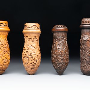 Four Chinese carved wooden cricket cages, 20th C. — photo 3