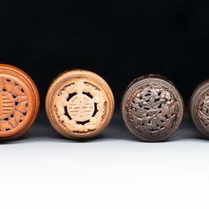 Four Chinese carved wooden cricket cages, 20th C. — photo 4