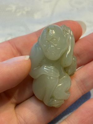 Four Chinese celadon and russet jade carvings, Qing — foto 15