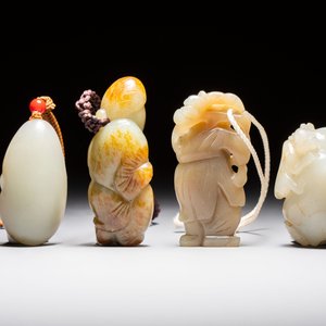 Four Chinese celadon and russet jade carvings, Qing — foto 2