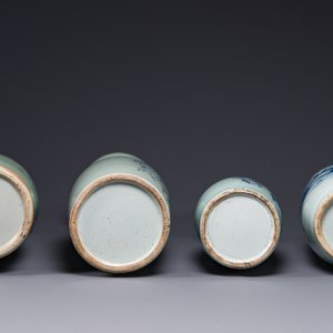Four Chinese celadon-ground blue and white vases, 19th C. — 照片 6