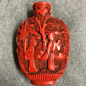Four Chinese cinnabar lacquer snuff bottles, 19/20th C. — 照片 20