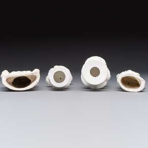 Four Chinese Dehua blanc de Chine figures of Guanyin and six wine cups, Kangxi and later — foto 13