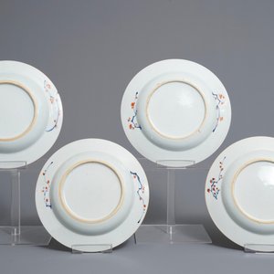 Four Chinese doucai plates with flowers and cranes, Yongzheng — 照片 2