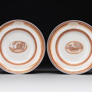 Four Chinese export 'EHA' monogrammed 'landscape' cups and saucers, Jiaqing, ca. 1800 — photo 3