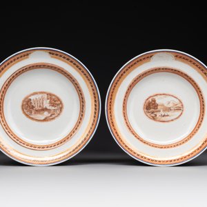 Four Chinese export 'EHA' monogrammed 'landscape' cups and saucers, Jiaqing, ca. 1800 — photo 5