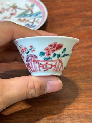 Four Chinese famille rose and iron-red cups and saucers, Yongzheng/Qianlong — photo 20