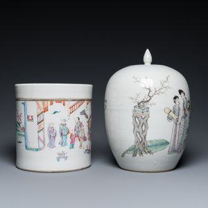 Four Chinese famille rose and qianjiang cai porcelain wares, 19/20th C. — 照片 3