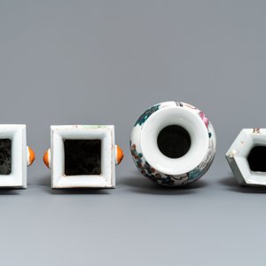 Four Chinese famille rose and qianjiang cai vases, 19th C. — photo 6
