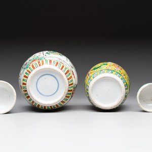Four Chinese famille rose and verte wares, Zhang Yi Tai Hui 張義泰繪 mark, 19th C. — photo 13