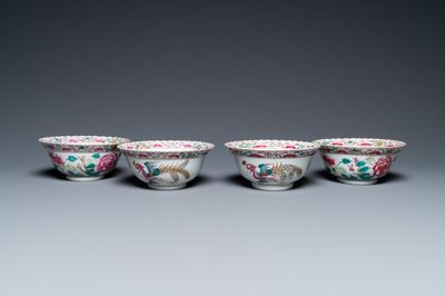 Four Chinese famille rose bowls for the Straits or Peranakan market, 19th C.