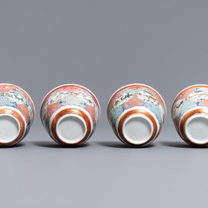 Four Chinese famille rose cups and saucers with animals, Qianlong — 照片 8