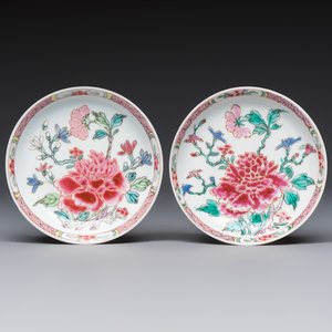 Four Chinese famille rose cups and saucers, Yongzheng/Qianlong — photo 2