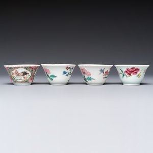Four Chinese famille rose cups and saucers, Yongzheng/Qianlong — photo 8