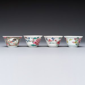 Four Chinese famille rose cups and saucers, Yongzheng/Qianlong — photo 9