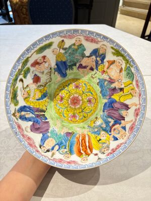 Four Chinese famille rose eggshell bowls with 'immortals' and 'landscape' design, Republic — photo 17