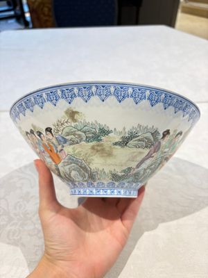 Four Chinese famille rose eggshell bowls with 'immortals' and 'landscape' design, Republic — photo 2