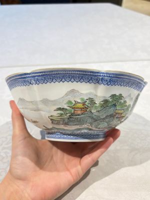 Four Chinese famille rose eggshell bowls with 'immortals' and 'landscape' design, Republic — photo 21